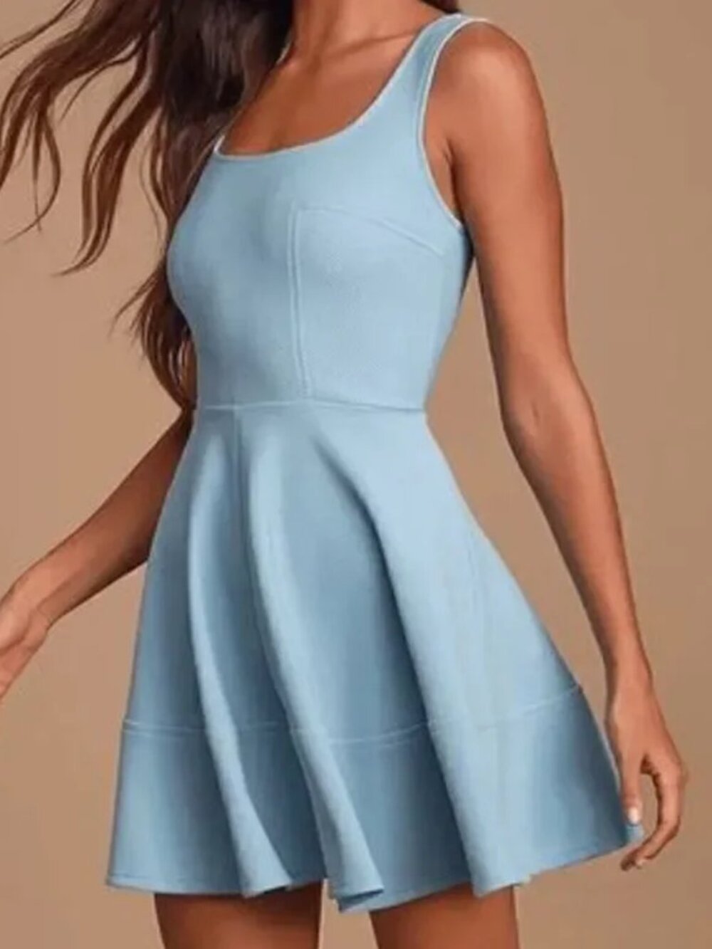 Lulus Dress Women's XS Periwinkle Mini Fit & Flare Stretch Home Before Daylight